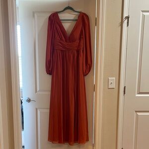 Azazie Long Sleeve Dress in Rust